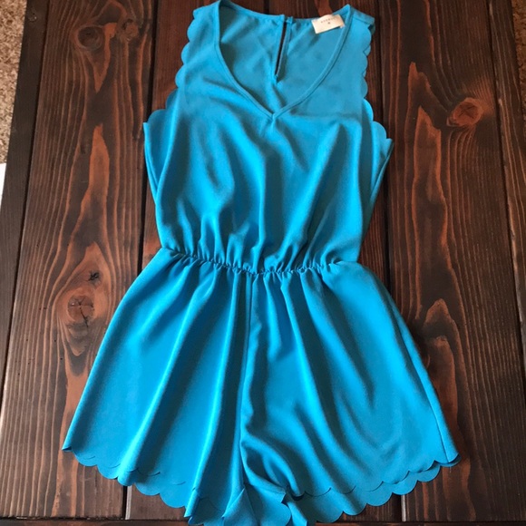 Everly Pants - Everly boutique scalloped hem romper